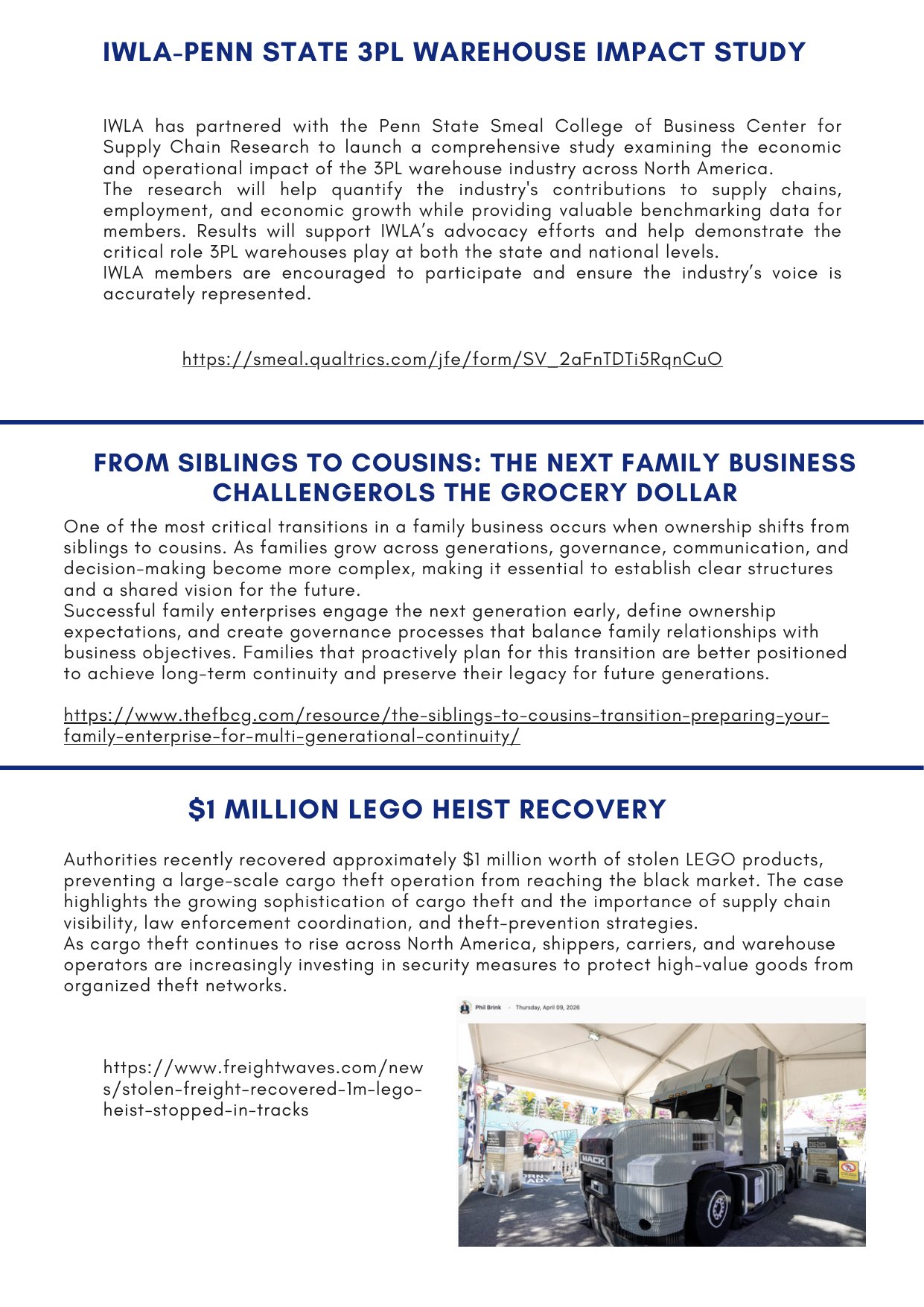 ACWI Spotlight June 2026 — page 3: 3PL marketing efficiency, supply chain pressures, demand signals