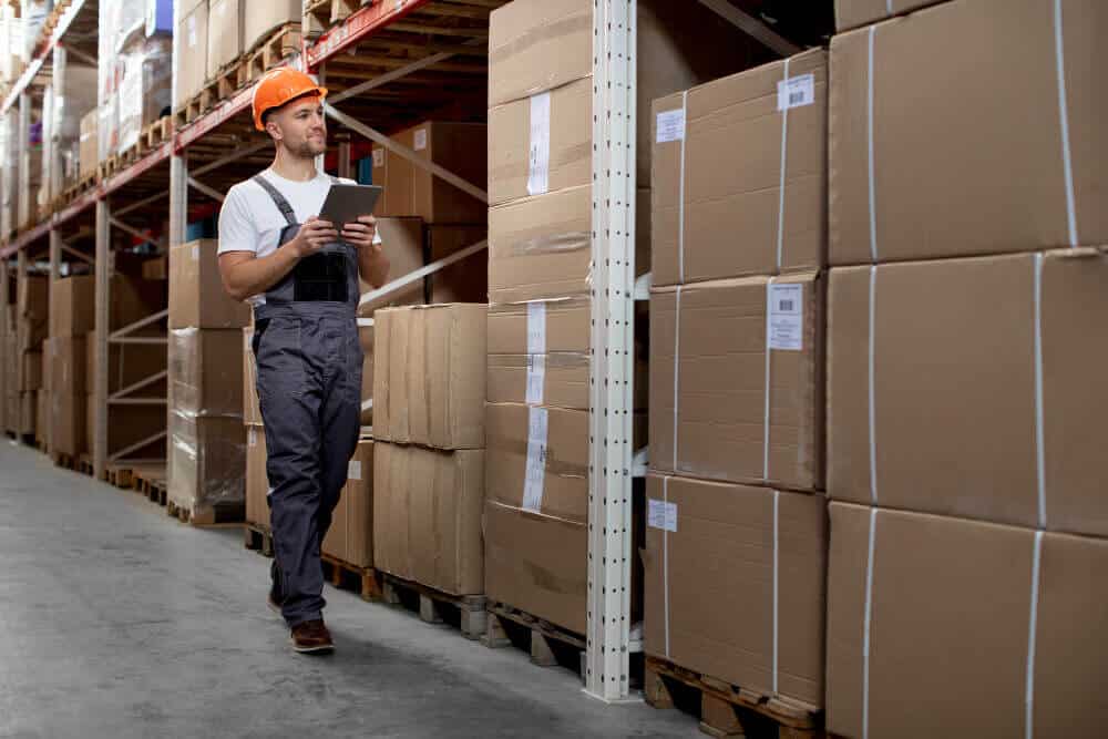 Full Shot Man Working Logistic Warehouse